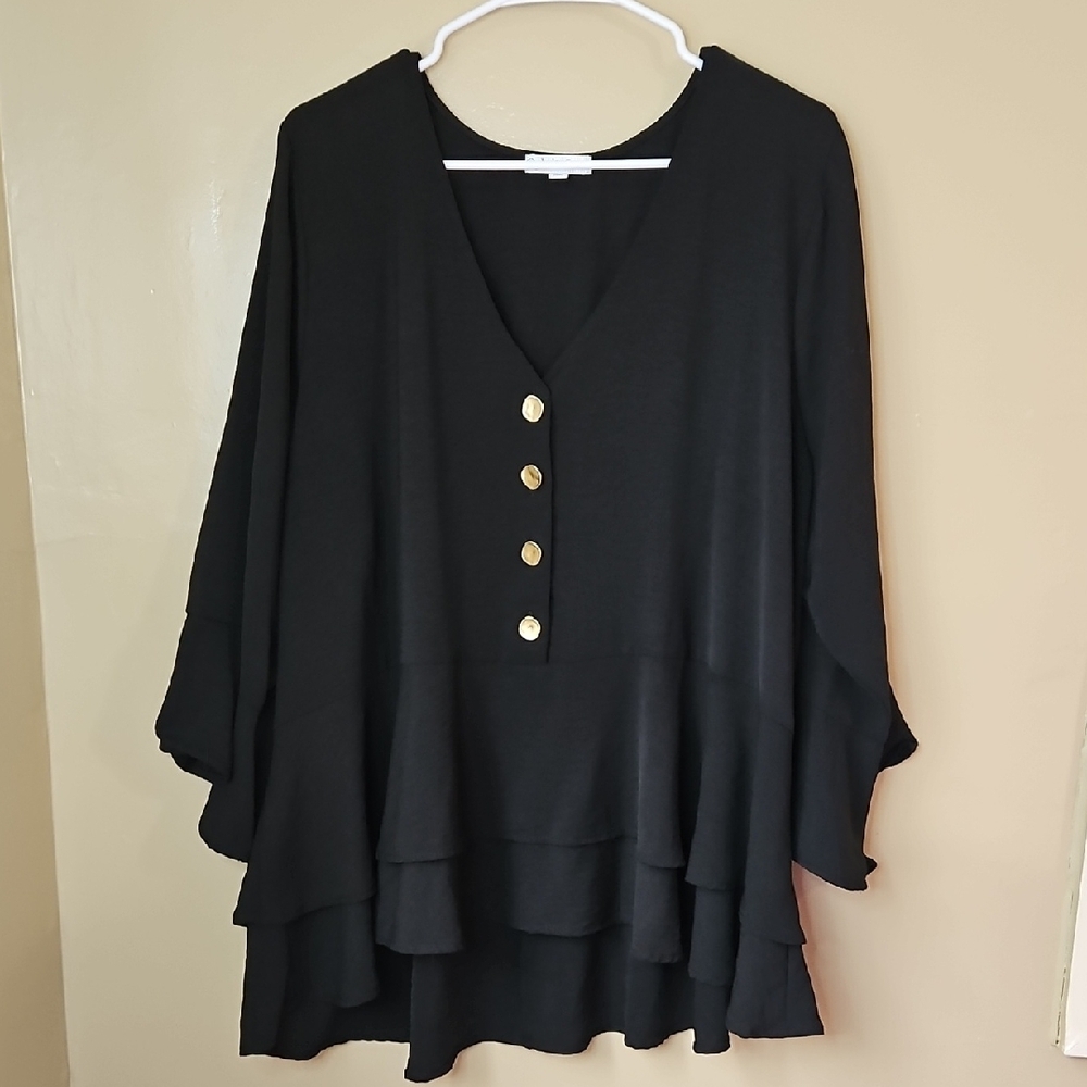 Black Oversized Dolman Sleeve Tunic